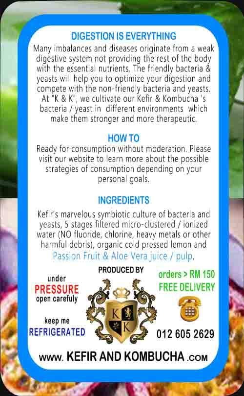 Passion Fruit & Aloe Vera Kefir — back label